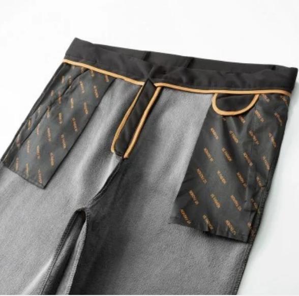 80KG-150KG Winter Warm and Velvet Thick Large Men's Casual Pants Western Pants Business Solid Color High Waist Straight Leg Pants