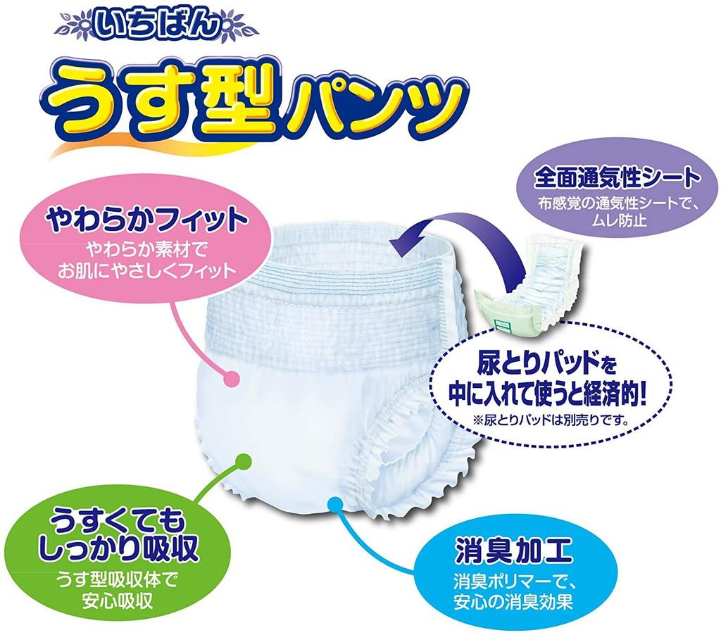 Ichiban Thin 16 Pairs For those who can walk Pants, Unisex, M-L Sizes, [ADL Classification independently]