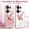For Xiaomi Redmi Note 13 Pro 4G/Poco M6 Pro 4G Case Dragonfly Kickstand TPU Flowers Glitter Phone Cover