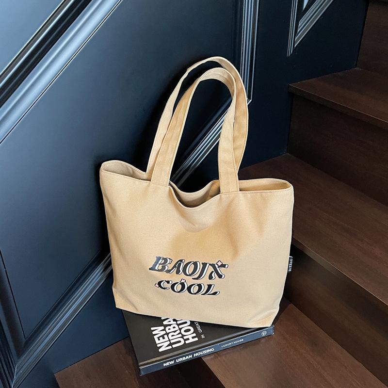Large capacity bag women's new high-end embroidered shoulder bag canvas commuter tote women's bag