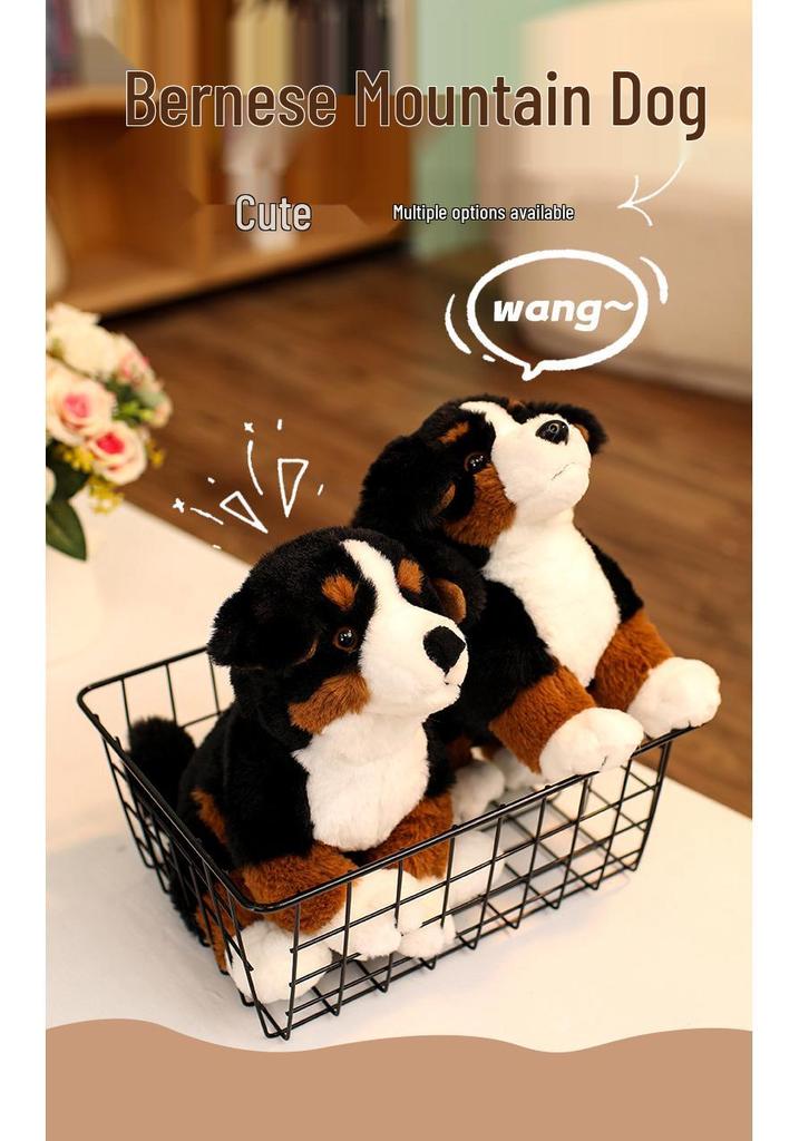Adorable Bernese Mountain Dog Plush Toy – Realistic Sheepdog Cloth Doll Gift