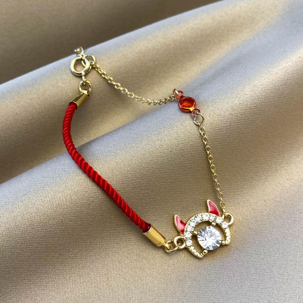 Red Natal Year Series Red Rope Bracelet Weaving Festive Zodiac Cow Lucky Rope Niche Design Couple Jewelry