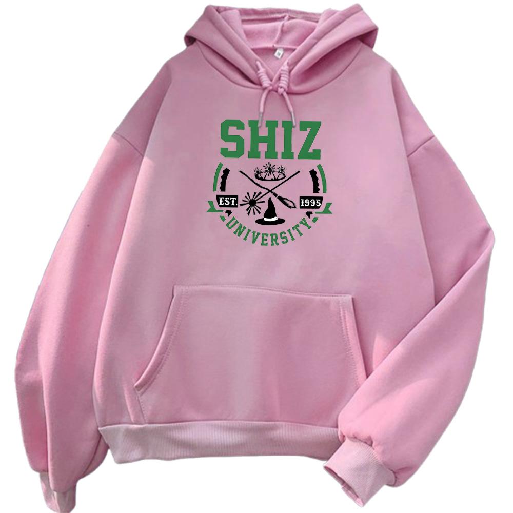 Bluzy Shiz University Nadruki Wicked Movie Damskie Męskie Bluzy Sudadera Pulowery Bluza z Kapturem Zimowa Ciepła Polarowa Odzież Unisex