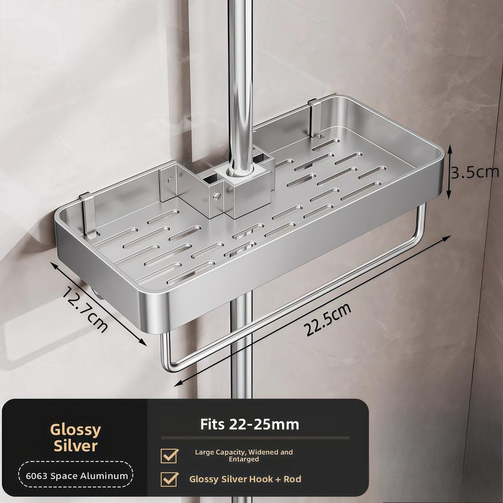 No Drilling Bathroom Storage Rack Wall-Mounted Shelf Hangable Shower Holder Organizer Modern Bathroom Accessories