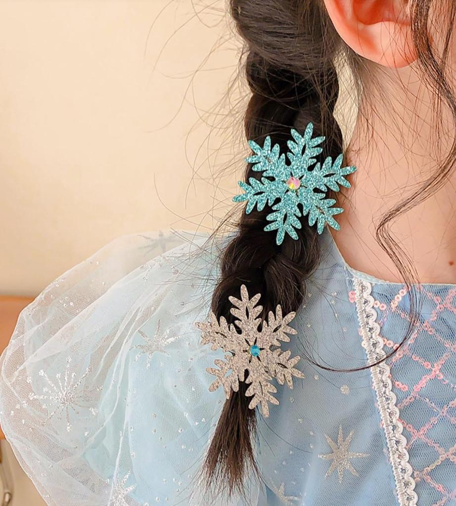 Eiskönigin Cosplay Haarschmuck 6-teiliges Set mit Schneeflocken-Haarklammern für Kinder und Erwachsene