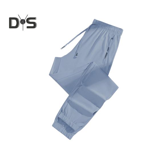 Unisex-Stretch-Schnelltrocknungshose aus Eisseide, Sport-Stretch-Aktivhose, Kordelzug, lässiger Baggy-Jogger mit Taschen für Wanderreisen