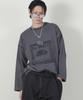 Deumakeu Square Graphic Stitch Long Sleeve T-Shirt Charcoal