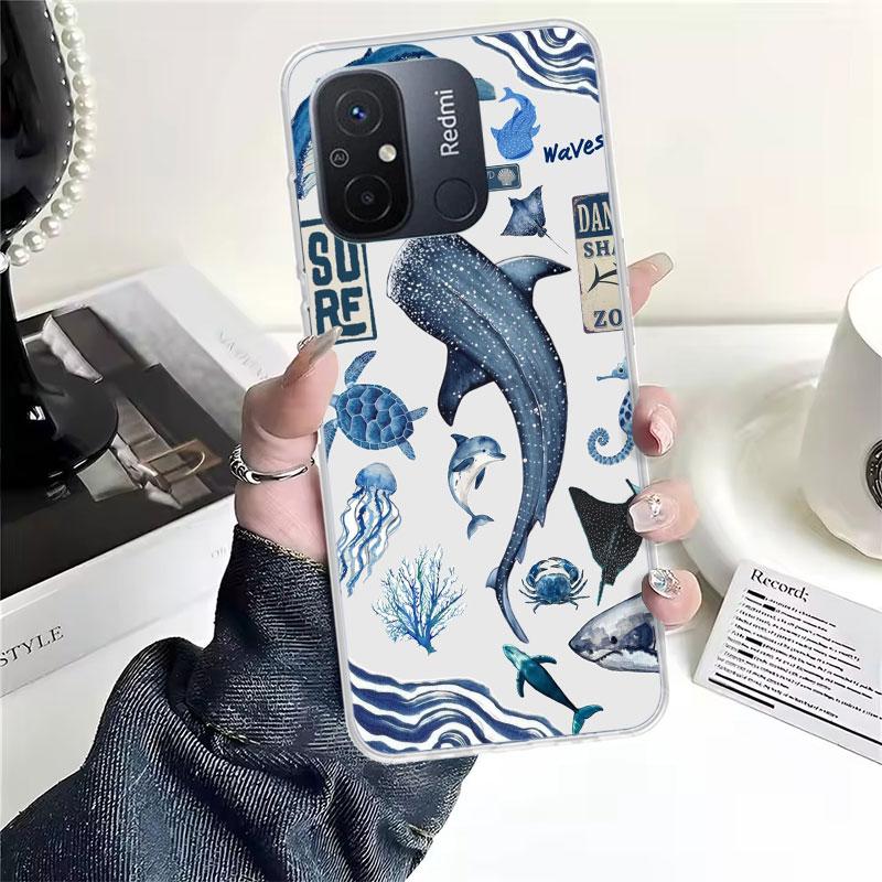 Ocean Starfish Sea Turtle Shark For Xiaomi Redmi 13C 13 12C 12 14C Phone Case 10 10A 10C 9 9A 9C 9T 8A 8 7A 7 6A 6 Pro K70 K60 K