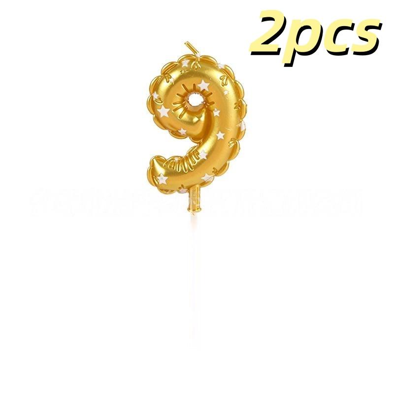 2Pcs Golden Printed Candle, Star Candle, Birthday Candle 0-9 Number Cake Topper, Baby Shower, Valentine'S Day Candles