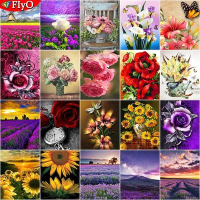 5d Diamant Malerei Neue Blumen Landschaft Stadt Strass Diamant Stickerei Lavendel Mosaik Wand Dekor
