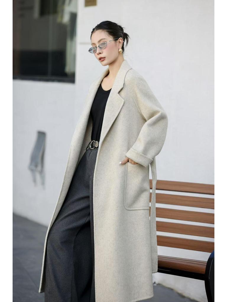 Hepburn Double-Faced Wool Coat: Women's Slimming Bathrobe Style for Fall/Winter 2025