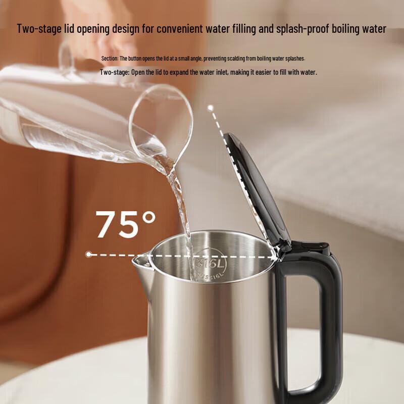 Midea 2L 316L Stainless Steel Double-Layer Anti-Scald Electric Kettle CN plug (adapter included)