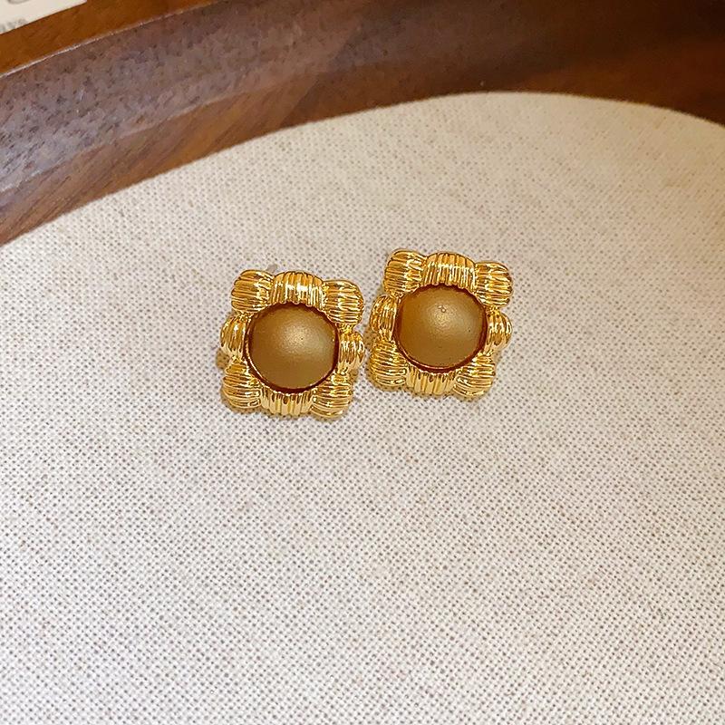 Vintage Silver Needle C-Shaped Diamond Pearl Stud Earrings - Elegant and Versatile Niche High-End Jewelry