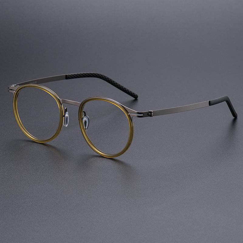 

Ultra Light Titanium Alloy Acetate Myopia Glasses Frame Men Anti Blue Light Round Tortoiseshell Women Prescription Eyeglasses