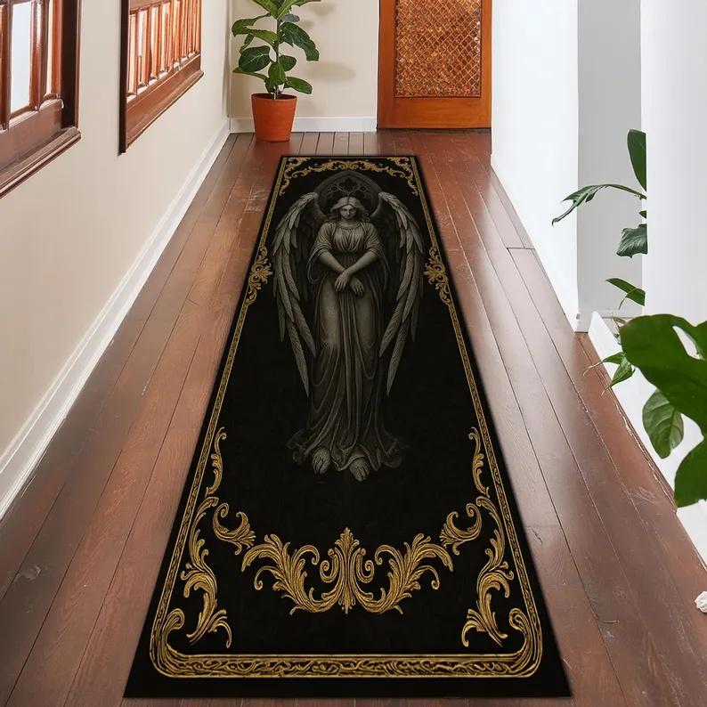 

Golden Sword Black Red Oriental Rug Traditional Corridor Carpet with Decorative Borders Non-Slip Carpet for Living Room Bedroom 40cm x 120cm