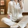 Ice Silk Pajamas Women'S Spring And Summer Long-Sleeved High-End Nordic Style Simple Silk Loungewear