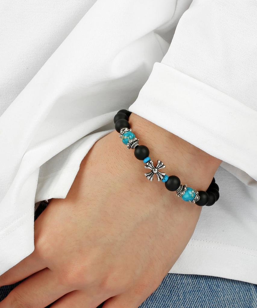 Shoveoff C24Svb-1013 Handmade Natural Stone Turquoise Onyx Matte Bracelet