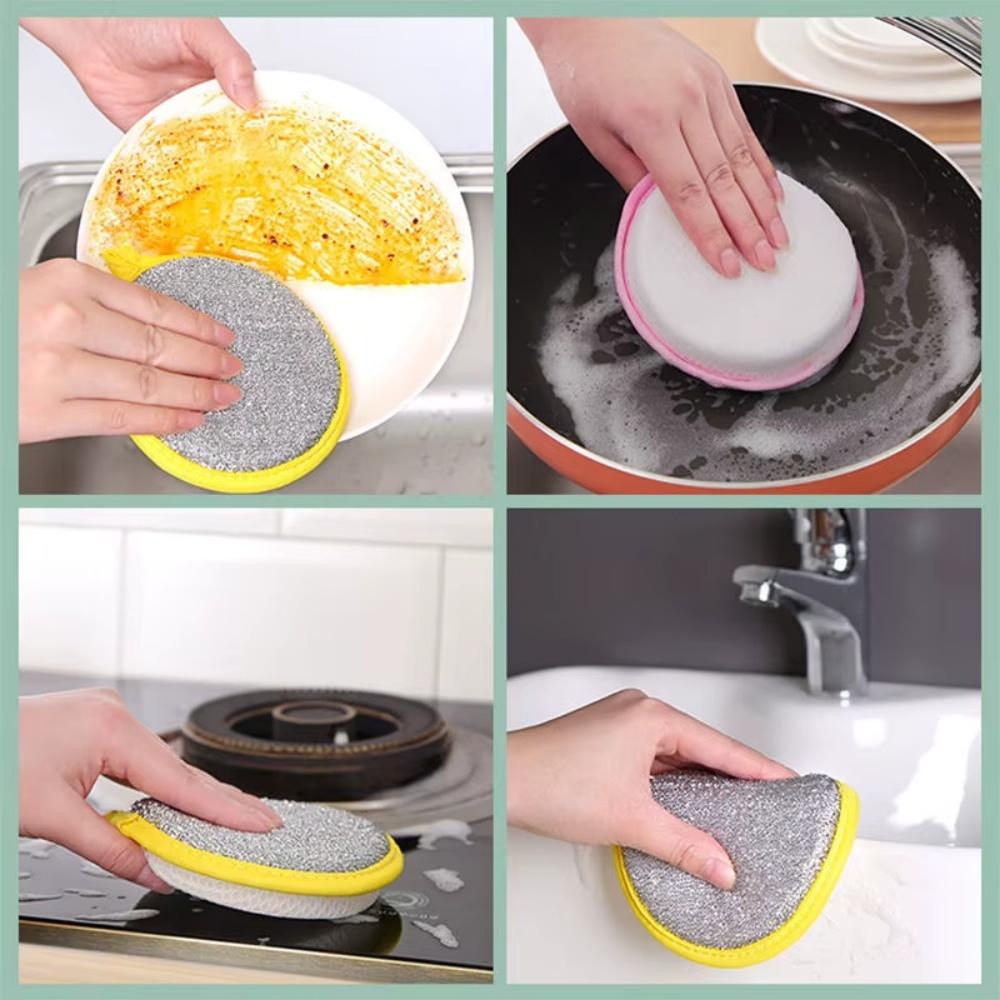 10PCS Double Side Dishwashing Sponge Dish Washing Brush Pan Pot Dish Wash Sponges Household Cleaning Reusable Kitchen Too
