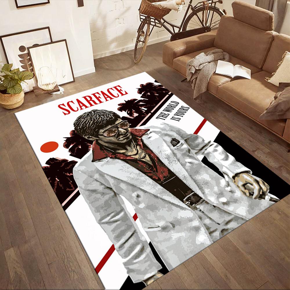 Scarface Square Rugs Are a Great Choice for Living Rooms, Bedrooms, Home Décor, and As Gifts.
