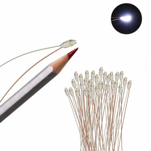 Eve model CD0603W, 30-pack of SMD 0603 chip LEDs with wiring, white, and resistors included, for model trains, railways, buildings, and dioramas.