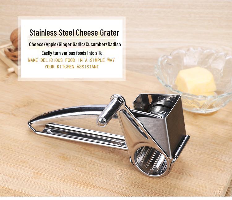 Multifunctional 430 Stainless Steel Cheese Grater with Hand-Crank & Multiple Blades