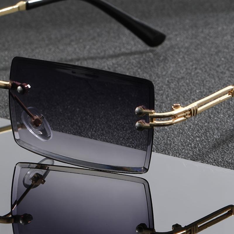 1 Pair Men's Retro Square Fashion Glasses Lightweight Frameless Design Casual Attire Stylish Frames Urban Style