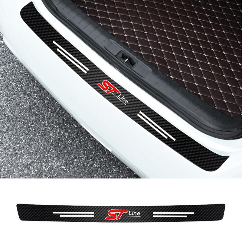 1/4/5Pcs Car Door Sill Carbon Microfiber Protector Sticker For Ford ST Line Edge Explorer Transit Ranger Kuga MK2 Fusion Mustang