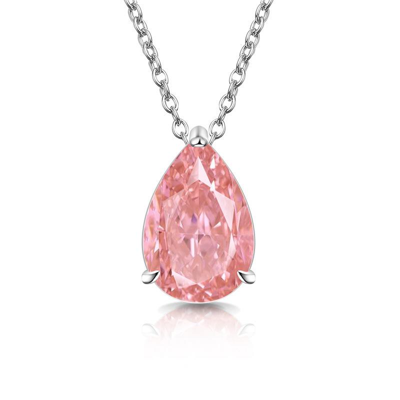 Caibao Ice Flower Cut High Carbon Diamond Pear Shaped Pendant Fashionable, Simple, Light Luxury Water Drop Necklace