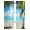 Beach Sky Clouds Coconut Trees Sea Landscape Curtains Tulle For Living Room Bedroom Kitchen Chiffon Sheer Window Treatment Decor