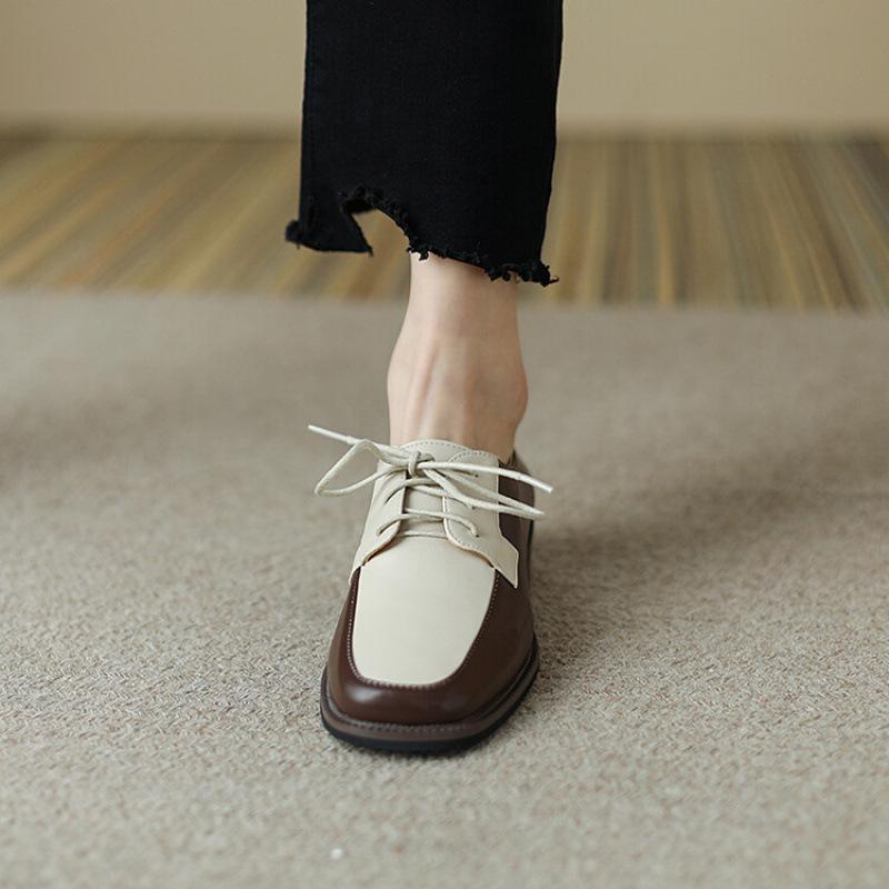 

New Four Seasons Women s Single Shoes Comfortable Rubber Soft Sole Low Top Color Matching Casual Women s Shoes Square Head One Pedal Lazy Shoes Women 39 бежевый