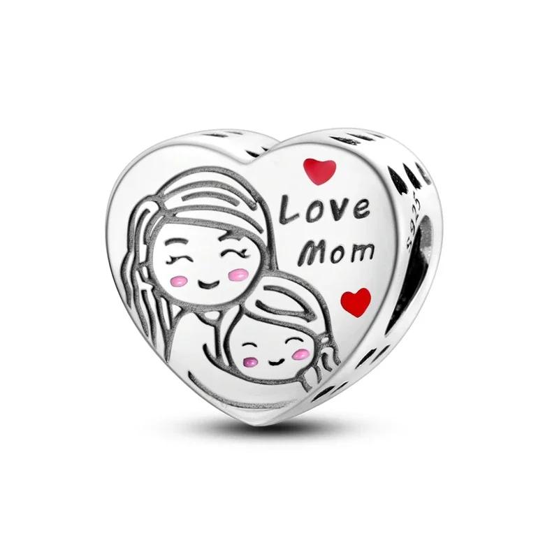 Copper Family Love Charm Beads Fit Original Bracelet Diy Sister Mother Love Friendship Pendant Jewelry Making Diy
