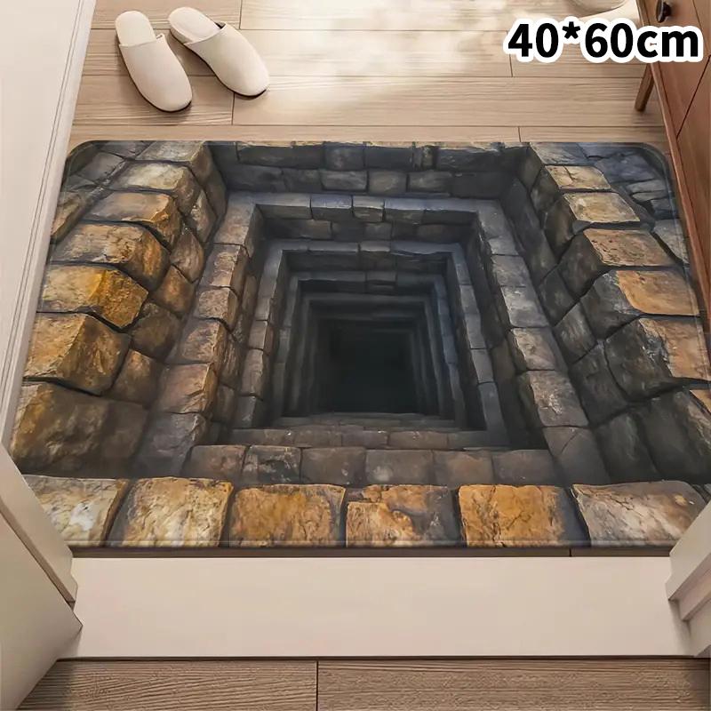 3D Visuelle Polyester Stoff Fußmatte für Haushalt Badezimmertür, Saugfähige und Rutschfeste Fußmatte, Pflegeleicht