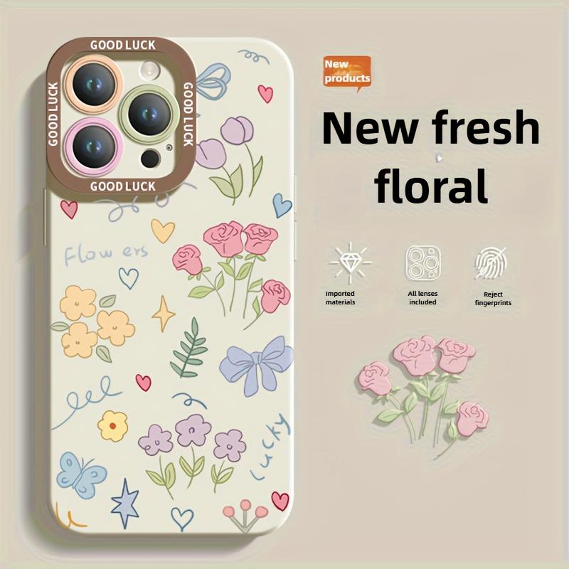 Colorful Floral Pattern Phone Case Suitable for iPhone 17 16 15 14 13 12 11 Pro/Max/Plus Anti Drop and Shockproof Back Cover
