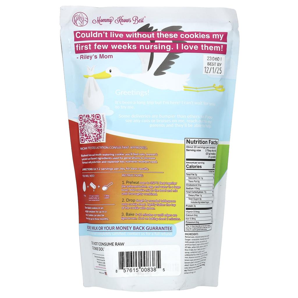 Mommy Knows Best, Nursing Cookie Mix, Oatmeal Chocolate Rainbow Candy, 16 oz (454 g)