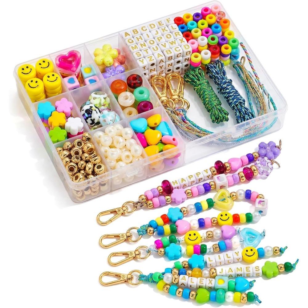448 PCS DIY Beaded Keychain Making Kit, Bag Charm Craft Supplies 448PCS разноцветный