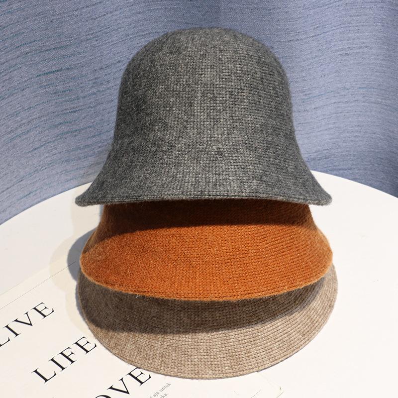 Autumn and Winter Korean Style Knitted Fisherman Hat Japanese Style Casual Wool Bucket Hat Warm Basin Hat