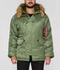 Зимняя куртка Alpha Industries N3B Fliegerparka (100106) зеленая (100106-01)