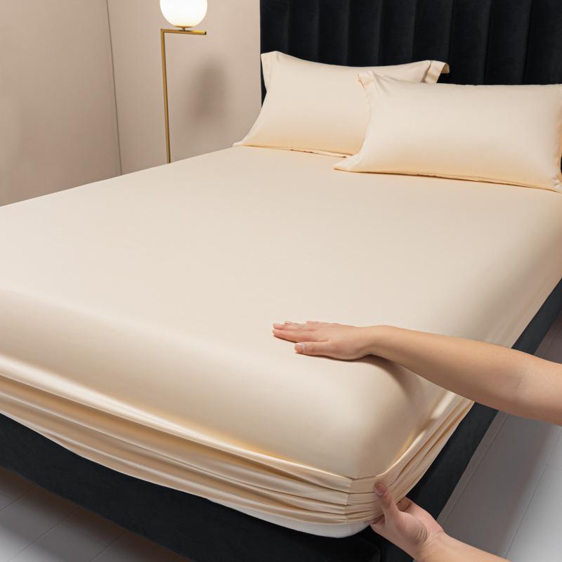 Neues Einzelbettlaken aus doppelsträngiger langstapeliger Baumwolle mit 100 Fäden, einfarbig, leichter Luxus-Matratzenschutzbezug