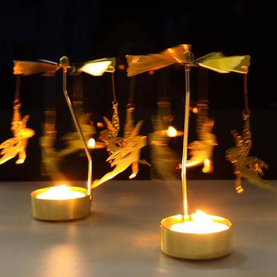 Metal Rotating Candle Holder Heat-Powered Rotation Rotating Mechanism Spinner Carousel Elegance Style Tea Light Holder