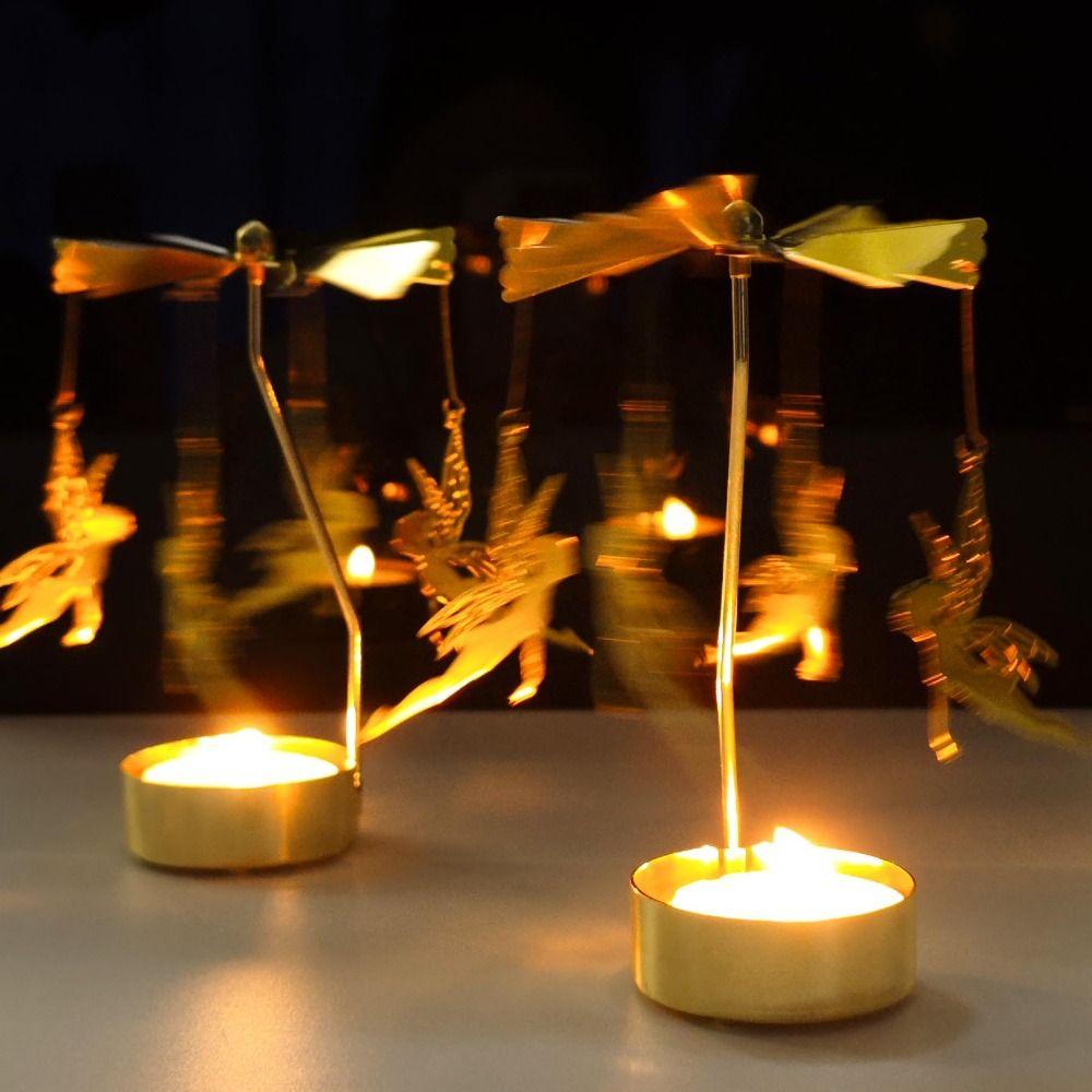 Carusel Rotativ cu Mecanism Rotativ Acționat de Căldură Suport pentru Lumânări Tip Pastilă Decor pentru Casă