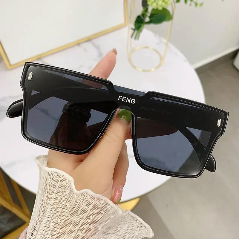 

2024 Fashion Oversized Square One-piece Sunglasses Women Retro Mirror Lens Eyewear Shades UV400 Men Punk Sun Glasses