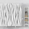 Geometrischer Wellenlinien Duschvorhang Modern Minimalistisch Heimdekoration Polyesterstoff Badezimmervorhang Maschinenwaschbar Haken für Badezimmer