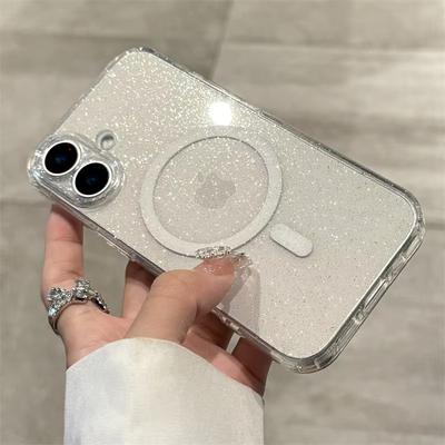 Für Magsafe Klar Glitzer Funkelnd Weiches Silikon Case Für iPhone 17 16 15 14 13 Pro Max Air Kabelloses Laden Magnetische Abdeckung Hüllen