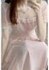 Women's Summer French Square Neck Fairy Dress - Waist Slimming, Medium-Length
