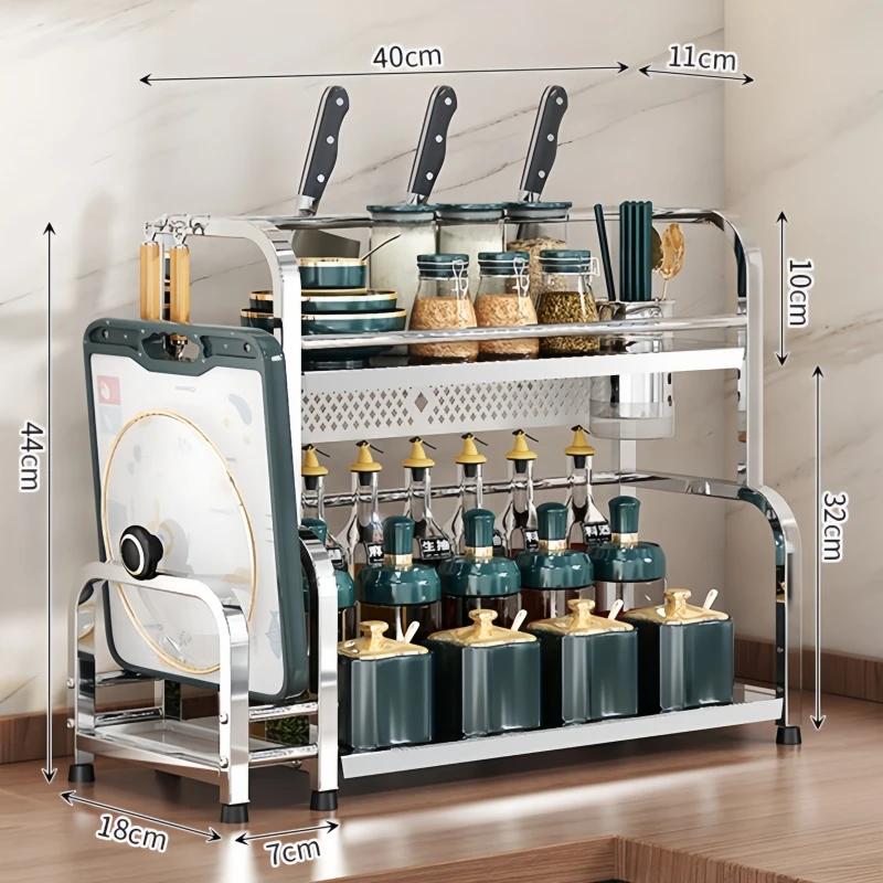 

Полка для хранения на кухне из нержавеющей стали, банка для приправ, подставка для хранения специй, палочек для еды, полка для ножей, органайзер для кухонных принадлежностей
