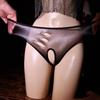 Open/Closed Crotch Underwear Sexy Women Oil Shiny Briefs Hollow Out Glossy Panties Erotic Lingerie Transparent Cut-Out Brief
