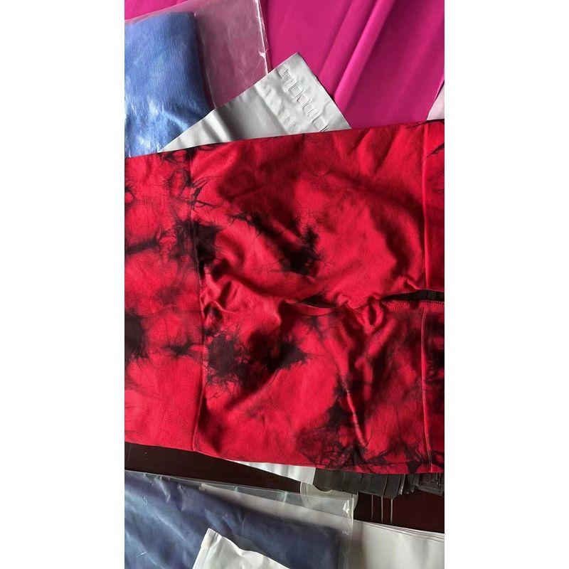 Summer New Arrival Fashion Tie-Dye Peach Yoga Shorts Women's High Waist Hip Raise Skinny Sports Running Three-Point Fitness Pants