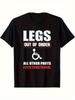 Men's Funny Legs Out of Order TShirt Plus Size Vintage Graphic with Wheelchair & Legs Out of Order T