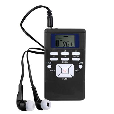 Mini Pocket Stereo FM Radio Digital Receiver 60-108MHz 3.5mm Clock DSP+Earphone