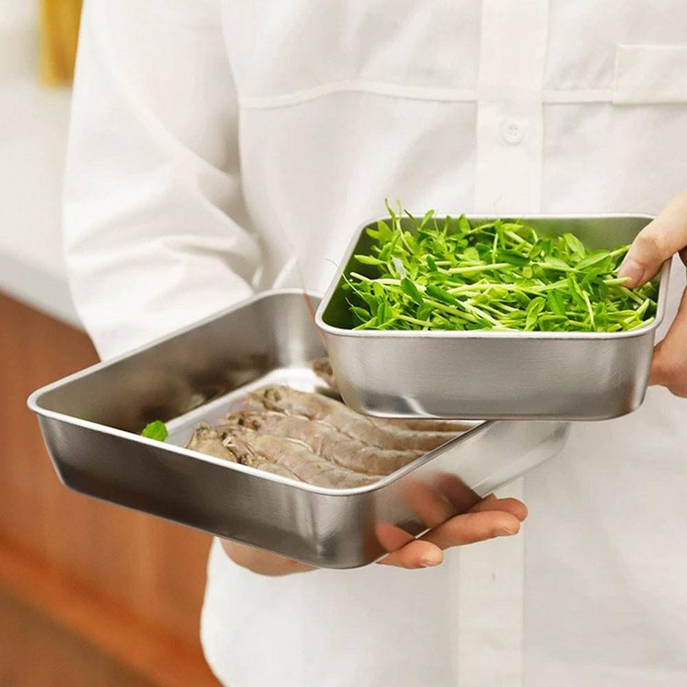 

Стильный поднос из нержавеющей стали для хранения продуктов, доступен в двух размерах